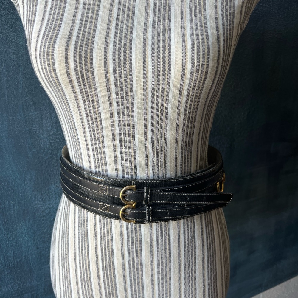 Lancel Black Belt Python Embossed With Leather Tr… - image 2